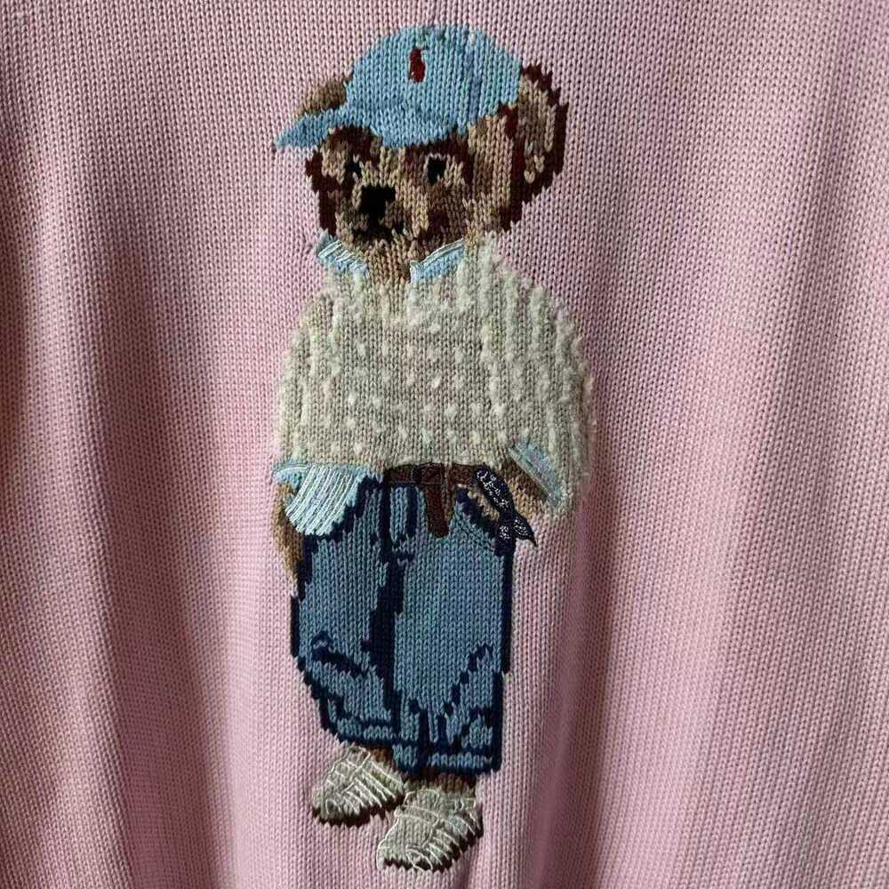 POLO RALPH LAUREN Pink Bear Embroidered Crewneck Sweater - Picture 5 of 7
